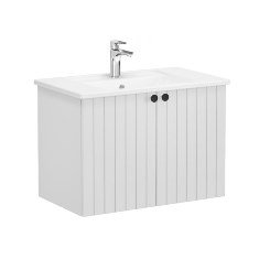 Vitra Root Groove 69283 Lavabo Dolabı, Kapaklı, 80 Cm, Mat Açık Gri, Köşeli Lavabolu